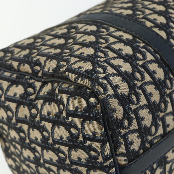 Christian Dior Trotter Canvas Boston Bag Navy Silver Auth 175414