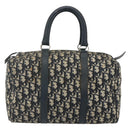 Christian Dior Trotter Canvas Boston Bag Navy Silver Auth 175414-2
