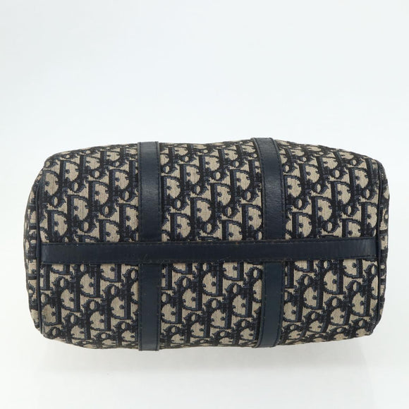 Christian Dior Trotter Canvas Boston Bag Navy Silver Auth 175414