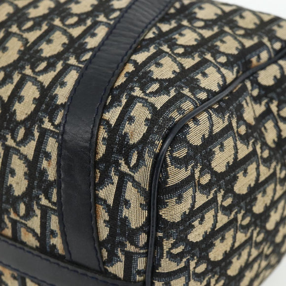 Christian Dior Trotter Canvas Boston Tasche Marineblau Silber Auth 175415