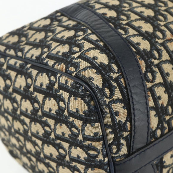 Christian Dior Trotter Canvas Boston Tasche Marineblau Silber Auth 175415