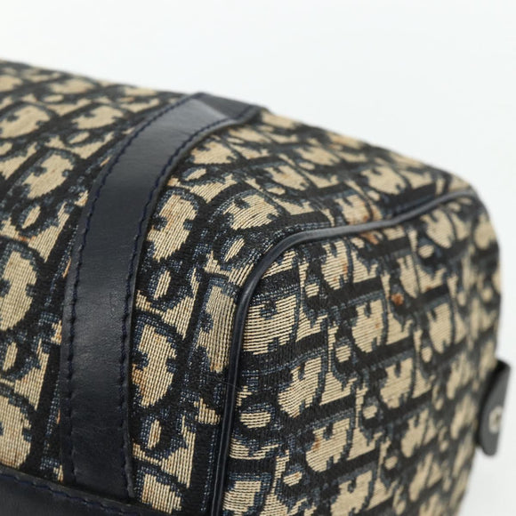 Christian Dior Trotter Canvas Boston Tasche Marineblau Silber Auth 175415