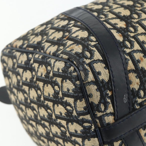 Christian Dior Trotter Canvas Boston Tasche Marineblau Silber Auth 175415