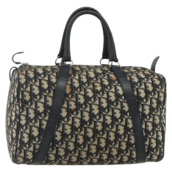 Christian Dior Trotter Canvas Boston Tasche Marineblau Silber Auth 175415