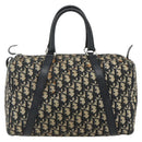 Christian Dior Trotter Canvas Boston Tasche Marineblau Silber Auth 175415-13