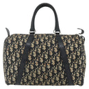 Christian Dior Trotter Canvas Boston Tasche Marineblau Silber Auth 175415-2