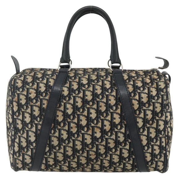 Christian Dior Trotter Canvas Boston Tasche Marineblau Silber Auth 175415