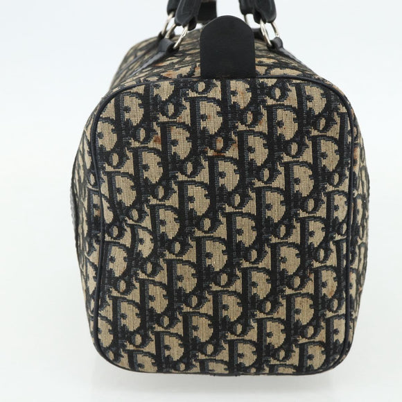 Christian Dior Trotter Canvas Boston Tasche Marineblau Silber Auth 175415