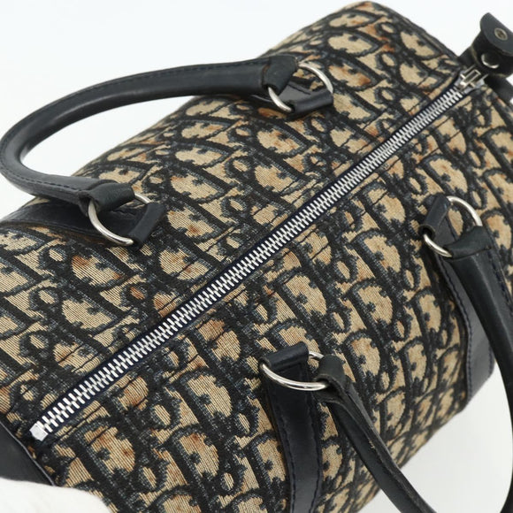 Christian Dior Trotter Canvas Boston Tasche Marineblau Silber Auth 175415