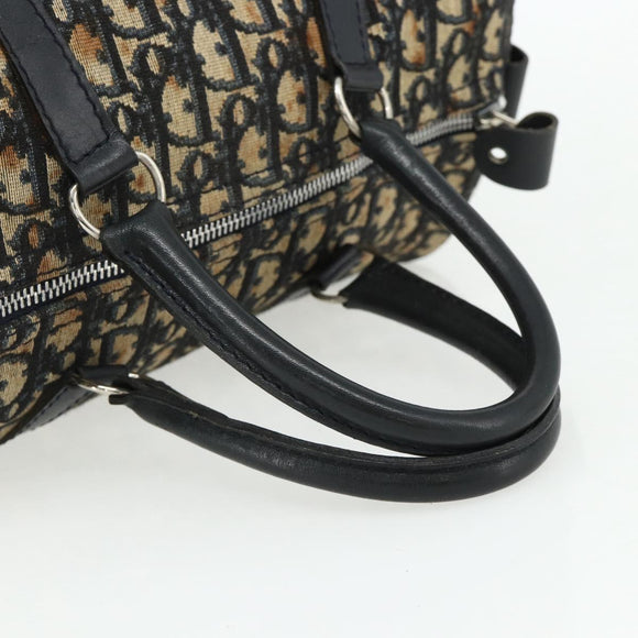 Christian Dior Trotter Canvas Boston Tasche Marineblau Silber Auth 175415
