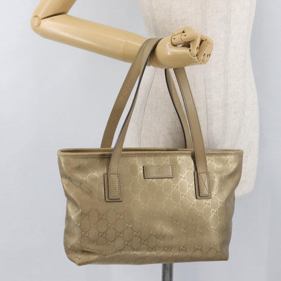 GUCCI GG Implementation Tote Bag PVC Gold 211138 Auth 175419