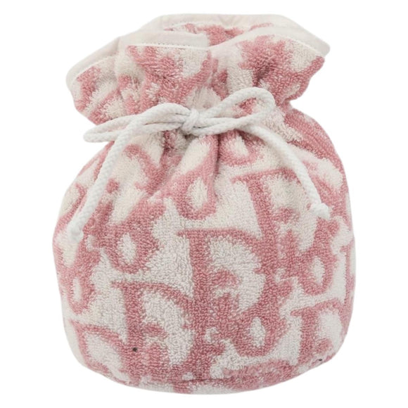 Christian Dior Trotter Canvas Pouch Pile Pink Auth 175423A