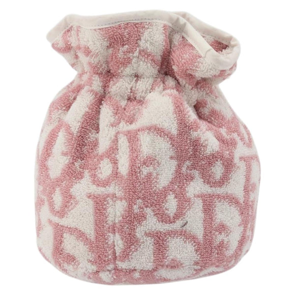 Christian Dior Trotter Canvas Pouch Pile Pink Auth 175423A