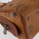 MCM Vicetos Mini Logogram Boston Bag PVC Leather Brown Gold Auth 175424-9