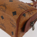 MCM Vicetos Mini Logogram Boston Bag PVC Leather Brown Gold Auth 175424-16