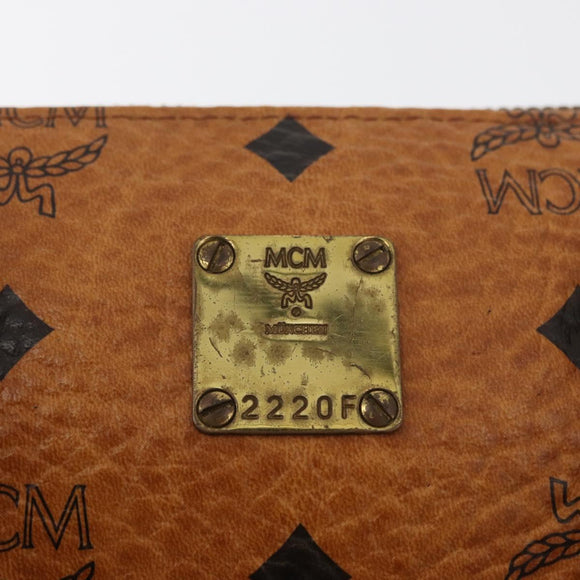 MCM Vicetos Mini Logogram Boston Bag PVC Leather Brown Gold Auth 175424