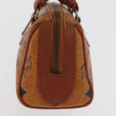 MCM Vicetos Mini Logogram Boston Bag PVC Leather Brown Gold Auth 175424-3