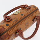 MCM Vicetos Mini Logogram Boston Bag PVC Leather Brown Gold Auth 175424-6