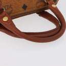 MCM Vicetos Mini Logogram Boston Bag PVC Leather Brown Gold Auth 175424-7