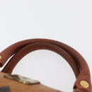 MCM Vicetos Mini Logogram Boston Bag PVC Leather Brown Gold Auth 175424-8