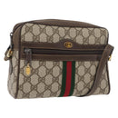 GUCCI GG Supreme Web Sherry Line Shoulder Bag PVC Beige Gold Auth 175436-1