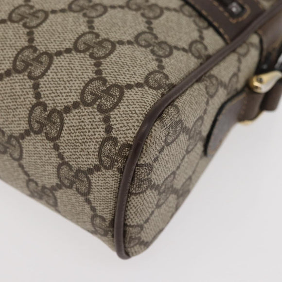 GUCCI GG Supreme Web Sherry Line Shoulder Bag PVC Beige Gold Auth 175436