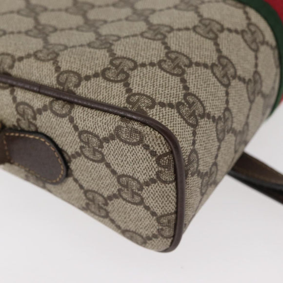 GUCCI GG Supreme Web Sherry Line Shoulder Bag PVC Beige Gold Auth 175436
