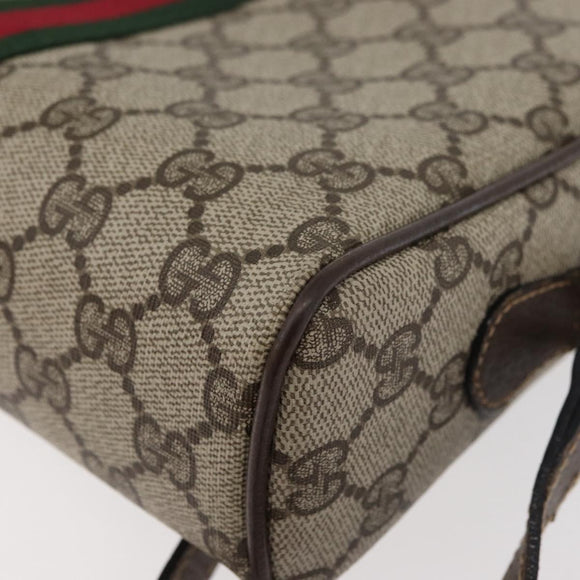 GUCCI GG Supreme Web Sherry Line Shoulder Bag PVC Beige Gold Auth 175436