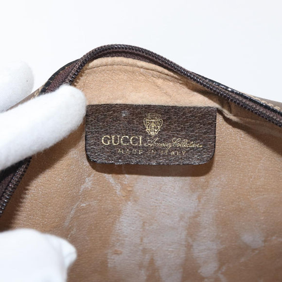 GUCCI GG Supreme Web Sherry Line Shoulder Bag PVC Beige Gold Auth 175436
