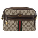 GUCCI GG Supreme Web Sherry Line Shoulder Bag PVC Beige Gold Auth 175436-2
