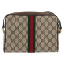 GUCCI GG Supreme Web Sherry Line Shoulder Bag PVC Beige Gold Auth 175436-3
