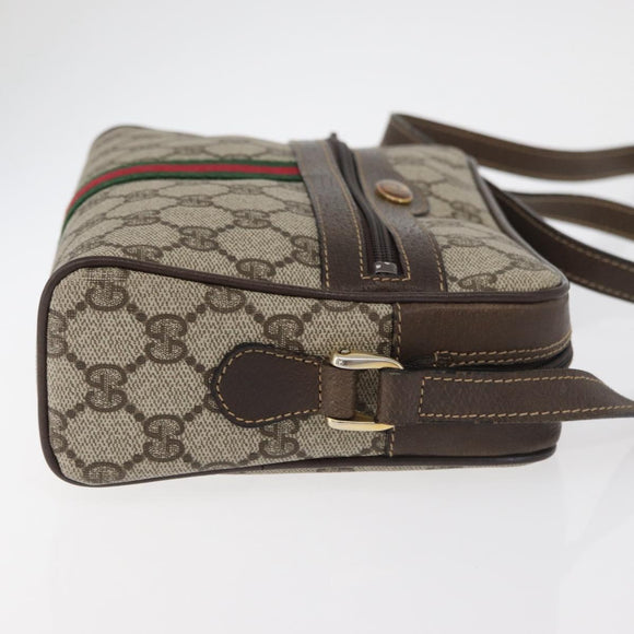 GUCCI GG Supreme Web Sherry Line Shoulder Bag PVC Beige Gold Auth 175436