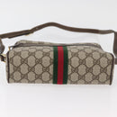 GUCCI GG Supreme Web Sherry Line Shoulder Bag PVC Beige Gold Auth 175436-9