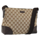 GUCCI GG Canvas Shoulder Bag Beige Silver 114273 Auth 175439-1