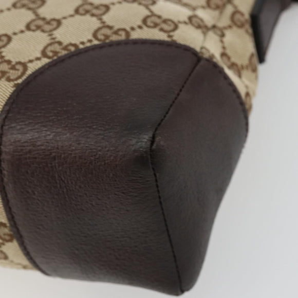GUCCI GG Canvas Shoulder Bag Beige Silver 114273 Auth 175439