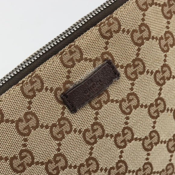 GUCCI GG Canvas Shoulder Bag Beige Silver 114273 Auth 175439