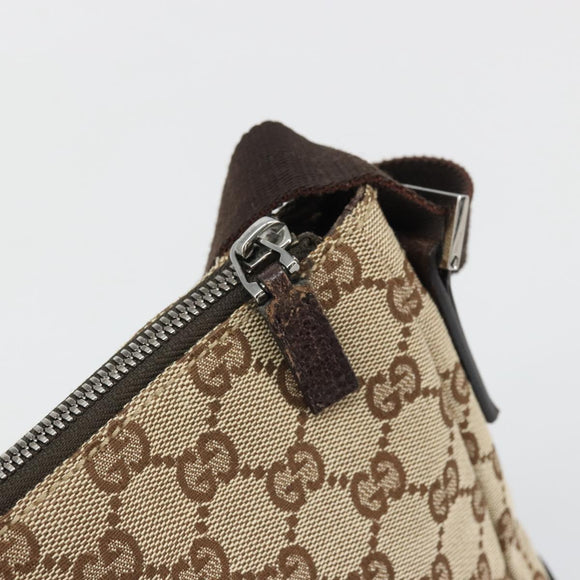 GUCCI GG Canvas Shoulder Bag Beige Silver 114273 Auth 175439