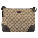GUCCI GG Canvas Shoulder Bag Beige Silver 114273 Auth 175439-13