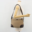 GUCCI GG Canvas Shoulder Bag Beige Silver 114273 Auth 175439-23