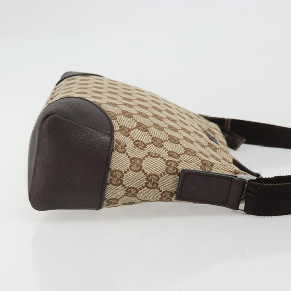 GUCCI GG Canvas Shoulder Bag Beige Silver 114273 Auth 175439