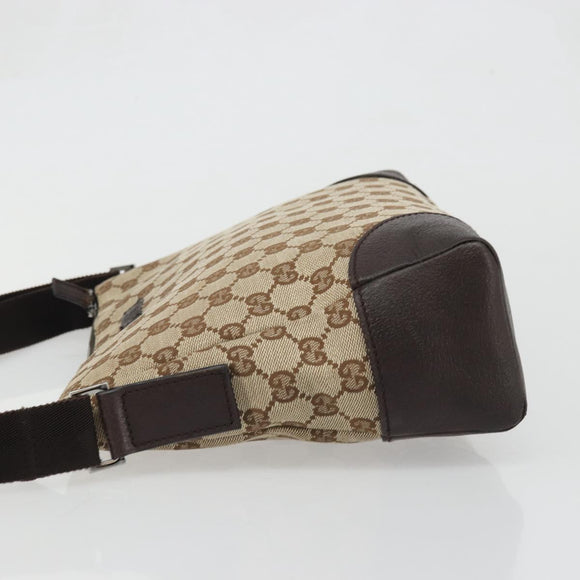 GUCCI GG Canvas Shoulder Bag Beige Silver 114273 Auth 175439
