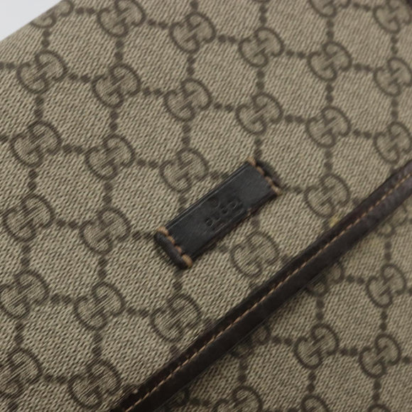 GUCCI GG Supreme Shoulder Bag PVC Beige Gold Auth 175441