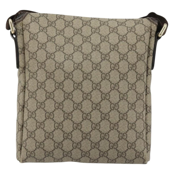 GUCCI GG Supreme Shoulder Bag PVC Beige Gold Auth 175441