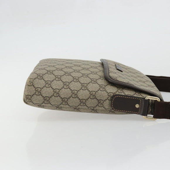 GUCCI GG Supreme Shoulder Bag PVC Beige Gold Auth 175441