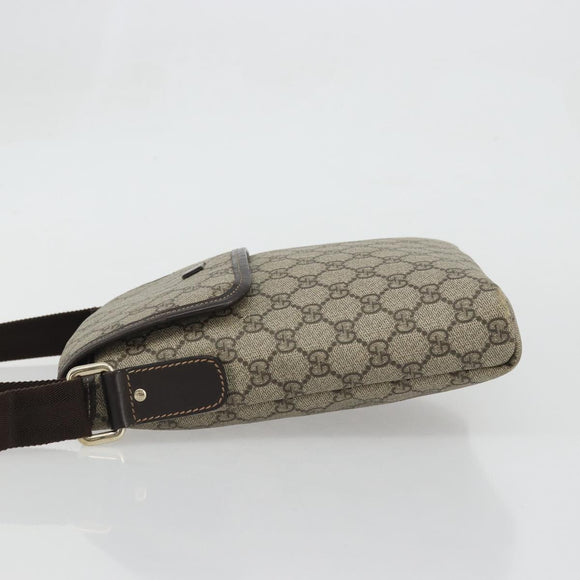 GUCCI GG Supreme Shoulder Bag PVC Beige Gold Auth 175441