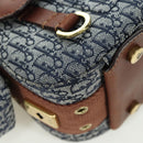 Christian Dior Trotter Canvas Street chic Shoulder Bag Gold Navy Auth 175442SAV-9