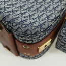 Christian Dior Trotter Canvas Street chic Shoulder Bag Gold Navy Auth 175442SAV-17