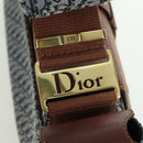 Christian Dior Trotter Canvas Street chic Shoulder Bag Gold Navy Auth 175442SAV-18