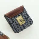 Christian Dior Trotter Canvas Street chic Shoulder Bag Gold Navy Auth 175442SAV-21