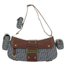 Christian Dior Trotter Canvas Street chic Shoulder Bag Gold Navy Auth 175442SAV-13